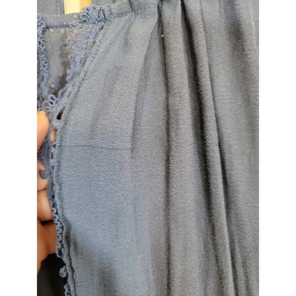 Free People Women's the Soul Serene Top Blouse Sheer Boho Open Back Blue Medium - Picture 3 of 9